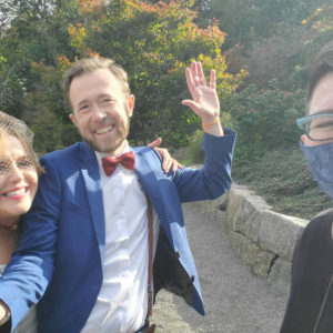 bride and groom at kubota garden elopement