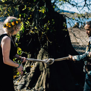 couple tie the knot handfasting ceremony