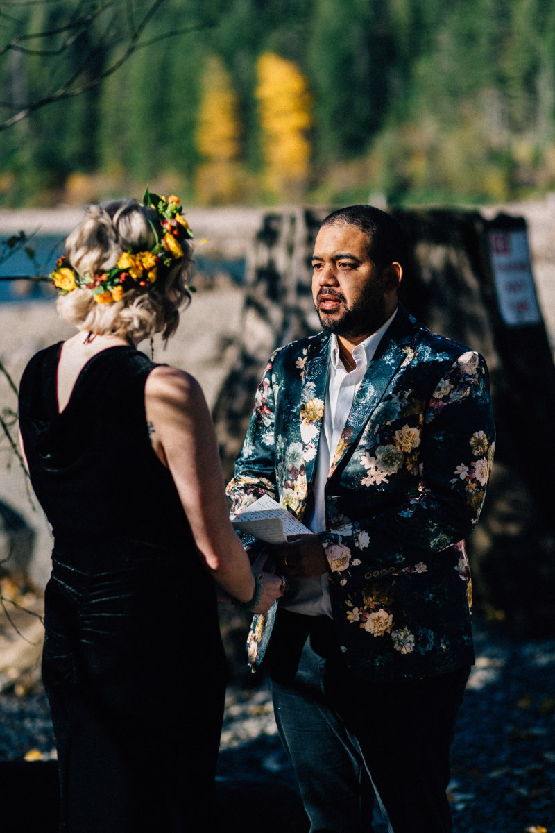 emotional groom during wedding vows