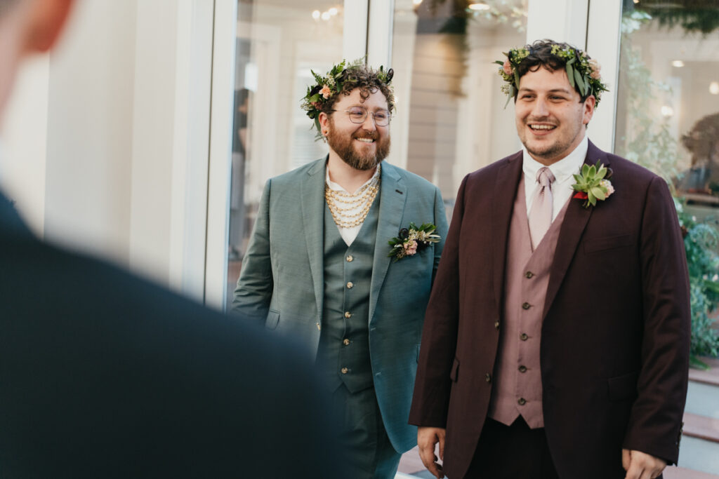 two grooms at Trinity Tree Farm wedding