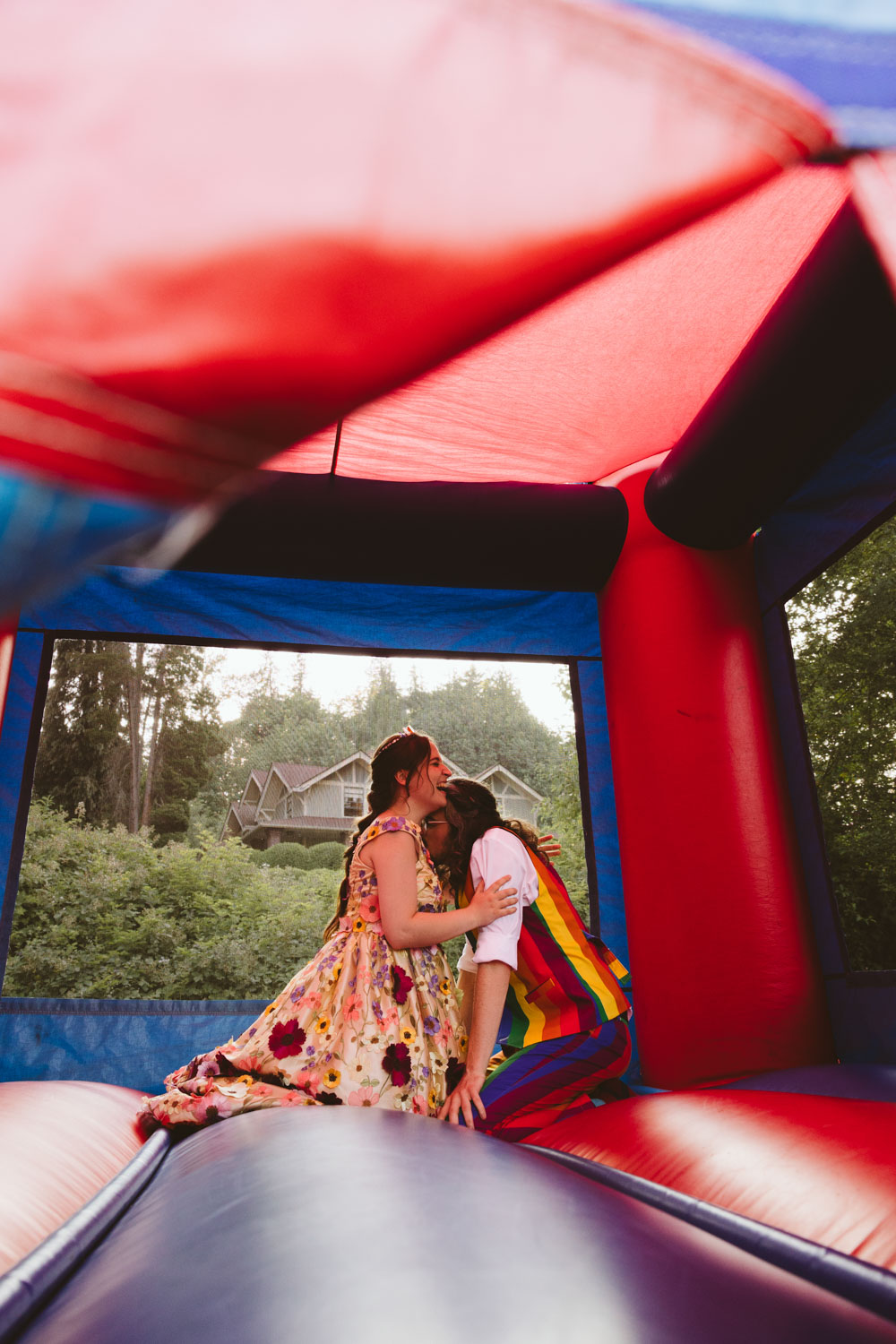 queer wedding with bounce castle in Seattle