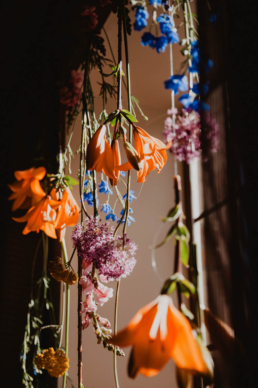 colorful floral decor for wedding