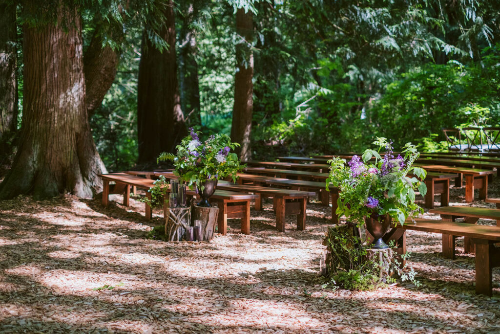 woodsy wedding ceremony layout in Seattle