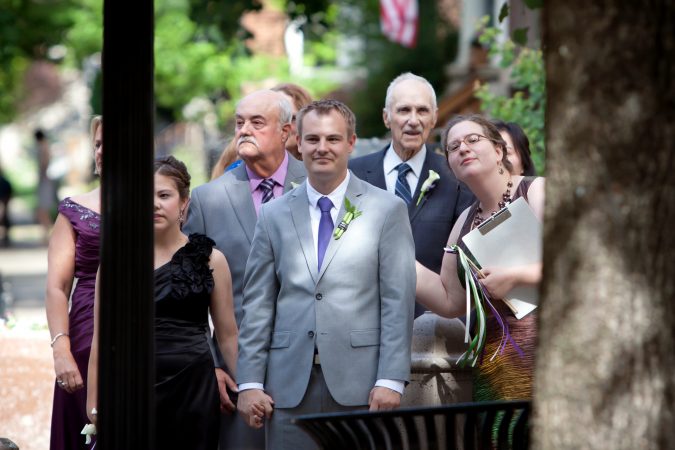 Me, cueing Travis’ entrance to the ceremony. Photo by Studio Verite. That's me, cueing groom Travis' entrance to his wedding ceremony. Photo © Studio Verite.
